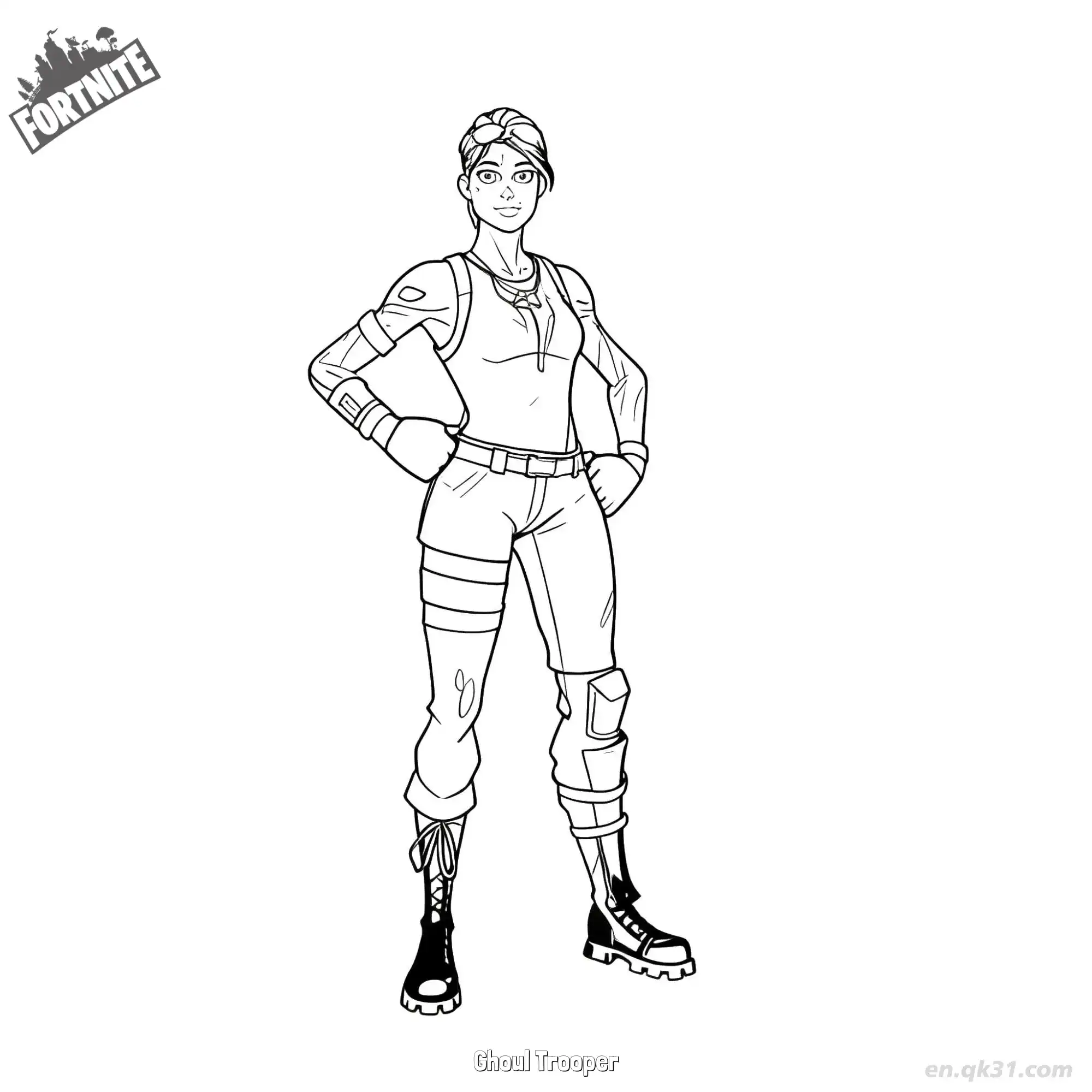 免费 食尸鬼士兵 02简笔画 素描 涂鸦 - 免费可打印堡垒之夜 下载PDF 简笔画涂色页